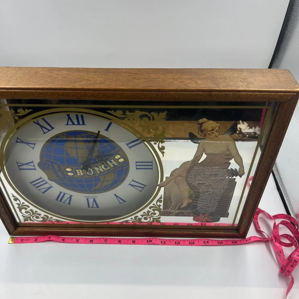 Vintage George Nathan Religious Footprints In The Sand Mirrored‎ Clock Untested